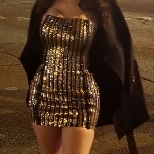 Gold Sequin Mini Dress